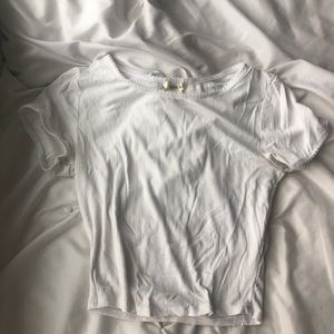 white lace trimmed tee